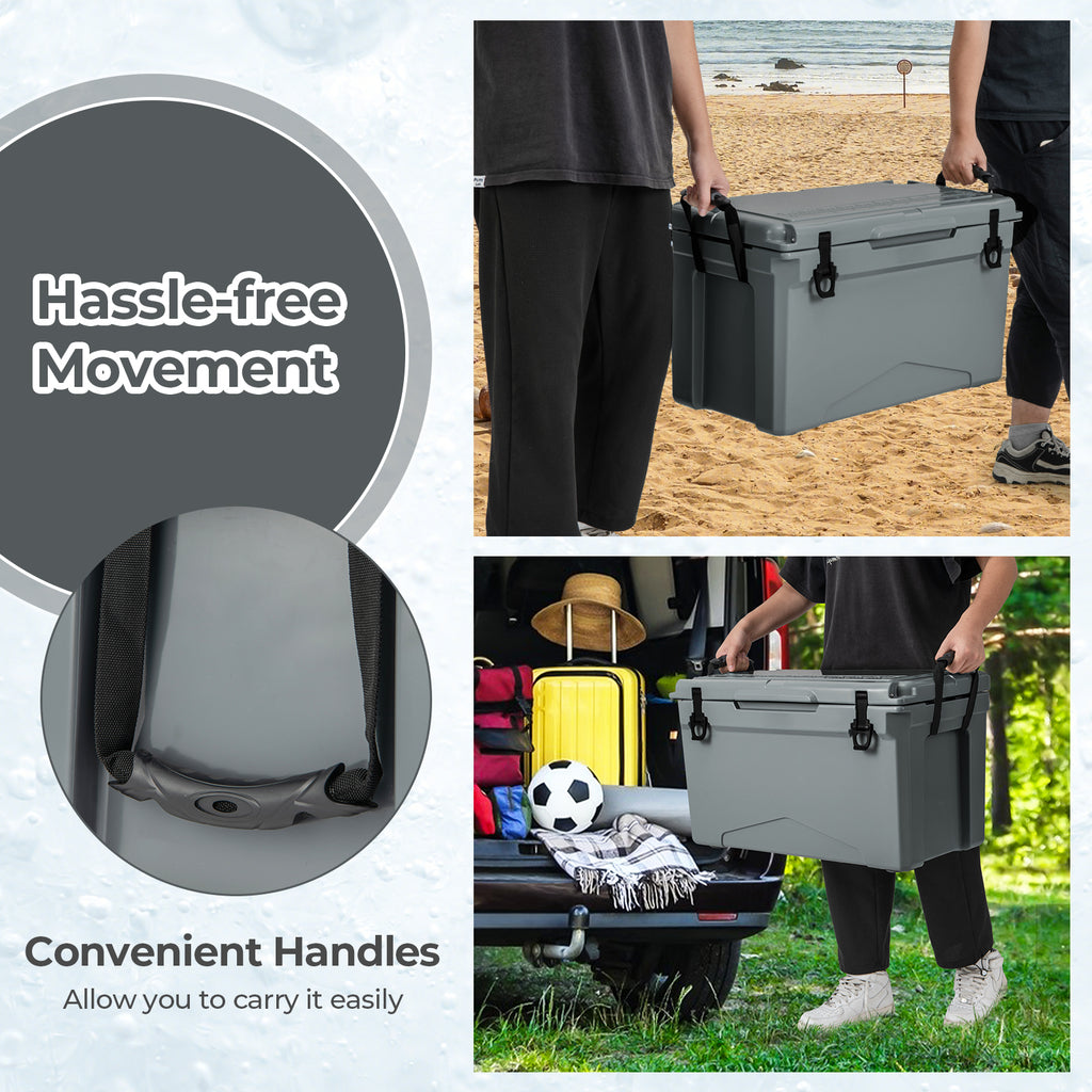 50 QT Rotomolded Cooler Insulated Portable Ice Chest with Integrated