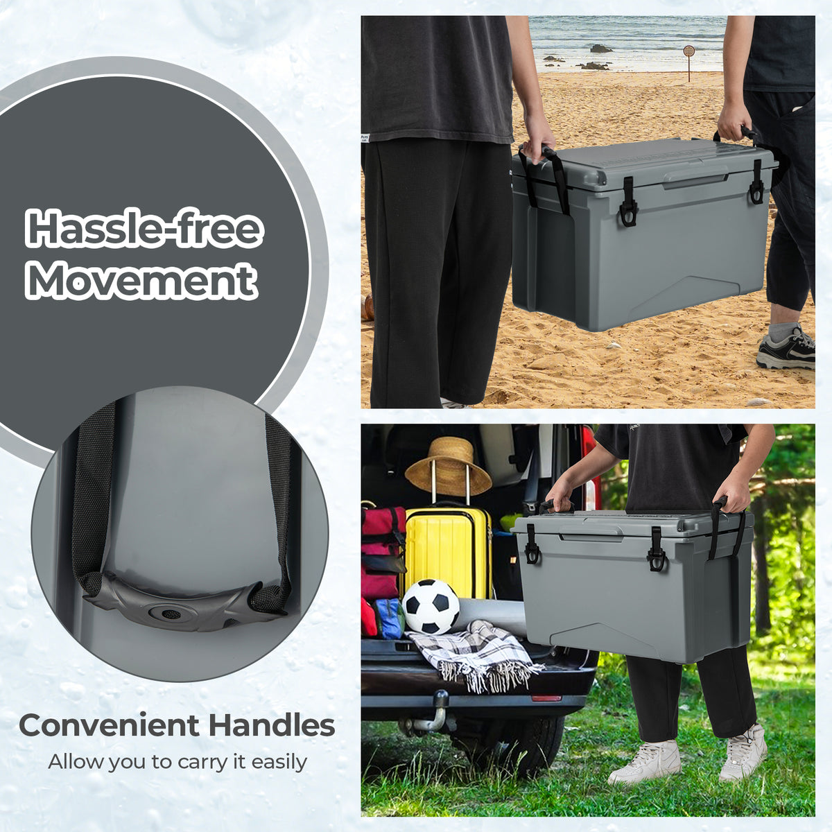 50 QT Rotomolded Cooler Insulated Portable Ice Chest with Integrated