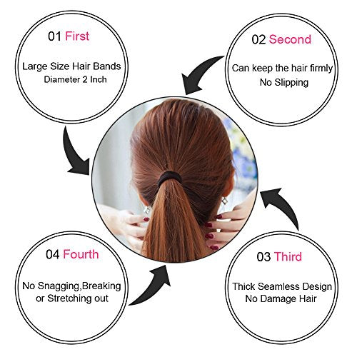 J-MEE Hair Bands Hair ties for Thick Hair 100PCS Seamless Cotton Simply Ponytail Holders Headband Scrunchies Hair Accessories No Crease Damage (Neutral Colors)