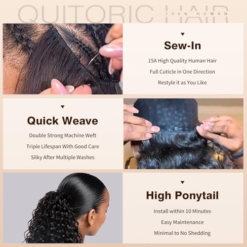 15A Raw Human Hair Deep Wave Bundles 20 22 24 Inch Deep Water Wave Bundles Human Hair Wet and Wavy Double Drown Weft Hair Extensions Natural Black Hair Bundle for Women