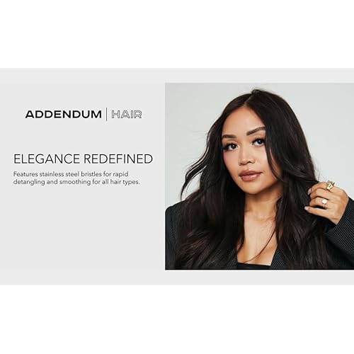 Luxury Wet Hair Brush ? Fine Stainless Steel Bristles & Ergonomic Handle by Addendum Hair ? Detangler Brush for All Hair Types ? Durable & Hygienic ? White