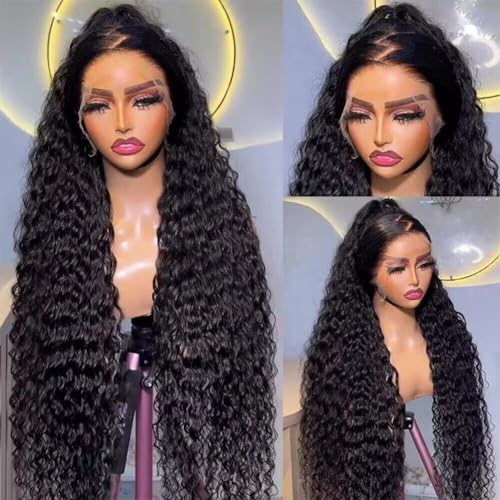 Tuneful Deep Wave Lace Front Wigs Human Hair Pre Plucked 220 Density 13x6 HD Transparent Lace Frontal Human Hair Wig 22 Inch Glueless Curly Wigs Human Hair for Women