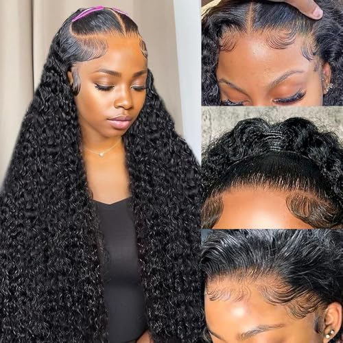 soHygge 32 Inch Deep Wave Lace Front Wigs Human Hair for Women 13x6 HD Lace Frontal Wigs Human Hair Pre Plucked Deep Curly Glueless Wigs 200% Density with Baby Hair
