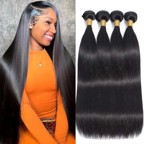 Straight Bundles Human Hair 18 20 22 24 Inches 100% Unprocessed Brazilian Virgin Human Hair Bundles Natural Color for Women