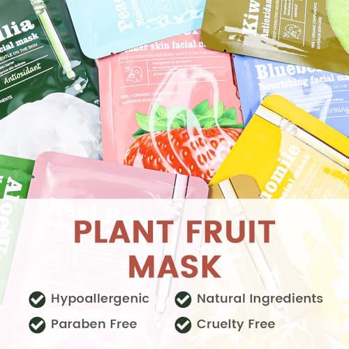 8 Pack Strawberry Kids Face Mask,Pink Face Masks Skincare Spa Day Kit Supplies,Spa Party Favors for Teens Girls Women,Sheet Facial Mask Skincare Gifts Set,Moisturize Soothe for All Skin Types