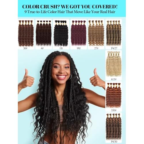 12A 613 Blonde Human Braiding Hair for Boho Braids 5 Bundles 22 Inch 160g Deep Wave Braiding Hair for Bohemian Knotless Braids 100% Unprocessed Brazilian Virgin Bulk Hair Extensions No Weft