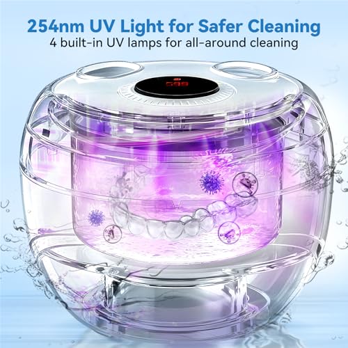 Dental Ultrasonic Retainer Cleaner Machine - Dental Cleaning Pod for Denture, Mouth Guard, Aligner, Night Guard