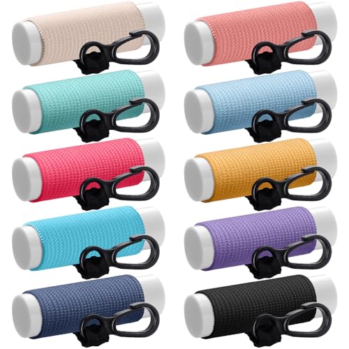Sureio 10 Pack Lip Balm Holder Keychain Compact Clip On lipstick Lip Gloss Holder Keychain Elastic lipstick Sleeve Clip (Bright Colors)