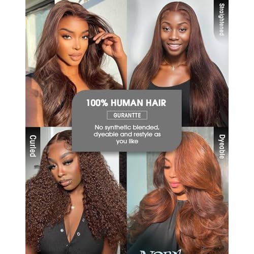 Chocalate Brown Lace Front Wigs Human Hair 13x4 HD Transparent Lace Frontal Wigs Body Wave Colored 4 Brown Wavy Wig Pre-Plucked Hairline 180% Density 26 inch