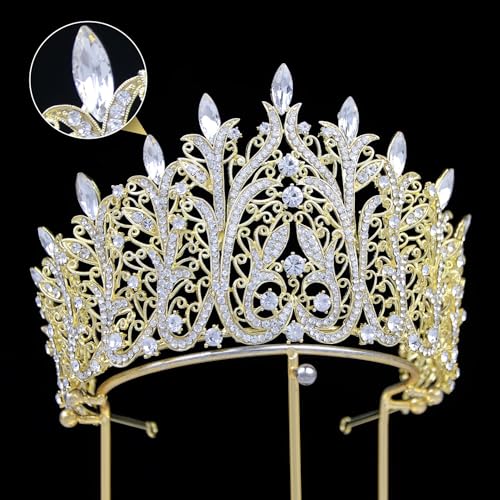 QXMYOO Extra Large Tiaras Tall Pageant Crowns for Women Clear Austrian Crystal Tiara Silver Homecoming Queen Crown Big Rhinestone Headpiece for Birthday Prom Quinceanera Wedding