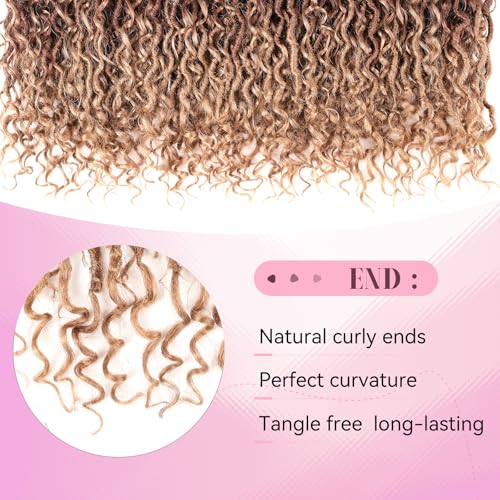 Aipin Goddess Locs Crochet Hair 18 Inch Boho River Locs Hippie Wavy Crochet With Curly Hair In Middle And Ends Braids Hair Extensions (7Packs,18 inch, 3T1B/30/27)