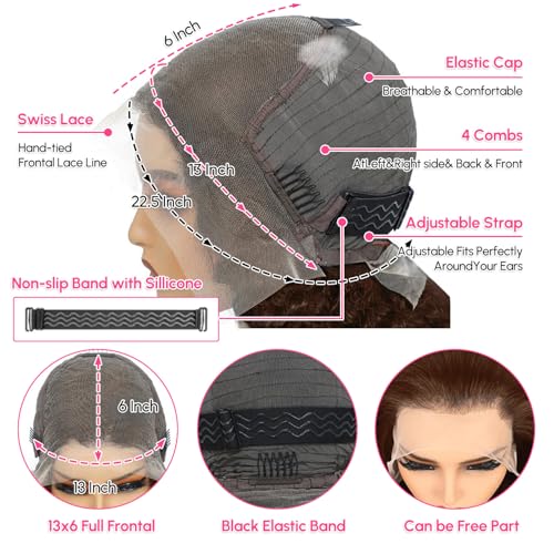 Chocolate Brown Lace Front Wig 13x6 Deep Wave Lace Front Wigs Human Hair Pre Plucked Brown Wig Human Hair 210 Density Frontal Wigs Human Hair Glueless Wig For Women