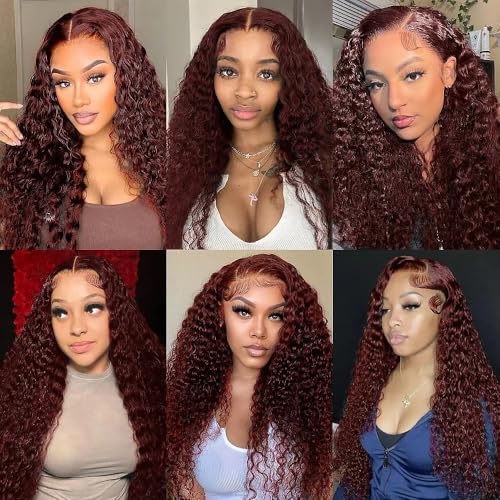 Reddish Brown Human Hair Bundles Curly Wave Color #33 Copper Red Brown Wet and Wavy Unprocessed Native Virgin Raw Trippy Hair Extensions 3 Bundles 16 18 20 Inch Quick Weave Double Weft for Black Woman