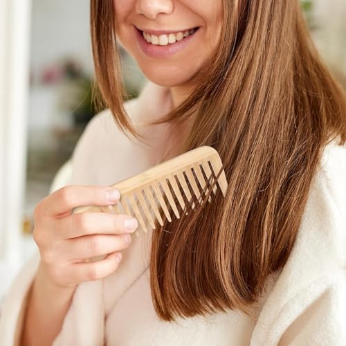 Bamboo Wide Tooth Comb, Large Hair Detangling Comb, Natural wooden combs for Hair, Beard, Mustache, Travel-Friendly, Hand Polished, No Handle Design