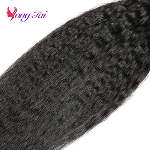 Kinky Straight Human Hair Bundles 20 20 20 Inches Unprocessed Brazilian Yaki Straight Virgin Hair 3 Bundles Hair Extensions 1B Color