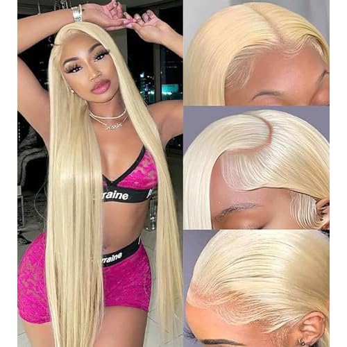 28 Inch 613 Lace Front Wig Human Hair 180% Density 13x4 HD Transparent Straight Blonde Lace Front Wigs Pre Plucked with Baby Hair Glueless Blonde Lace Frontal Wig