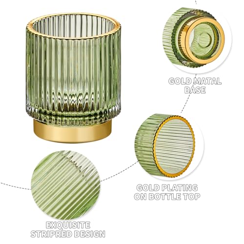 Makeup Brush Holder Organizer,Toothbrush Holders,Desk Pen Pencil Holder,Multifunctional Vintage Glass Brush Cup£¨L/Green/A3-6-US£©