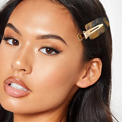 Canitor No Bend Hair Clips - Women's Resin Flat Tortoise Shell Clips for Hairstyling, Makeup, and Salon (4Pcs)