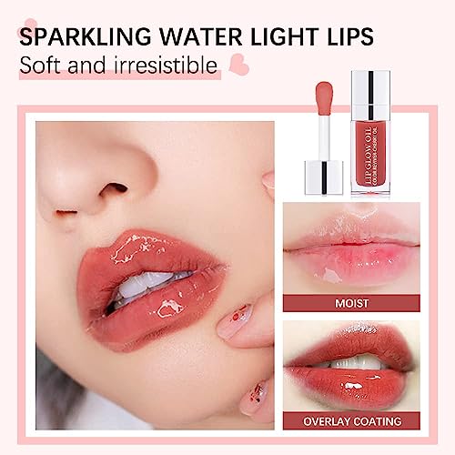 GECOMO Hydrating Lip Glow Oil, Moisturizing Lip Glow Oil, Nourishing Glossy Transparent Lip Oil, Plumping Lip Oil, Lip Balm, Non-sticky Tinted Toot Lip Balm for Lip Care (CLEAR) 0.2 OZ