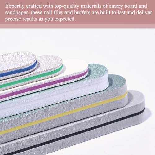 6pcs Nail File Nail Buffers for Natural Nails, Emery Boards for Nails, Nail Buffer and Shine Kit Nail Filer, Nail Buffer Block 100/180 Grit Nail Files Fingernail Files