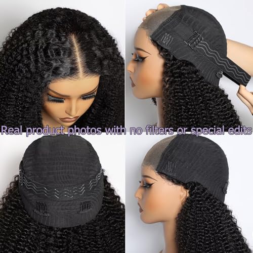 Lemoda 5x5 Wear and Go Burmese Kinky Curly Lace Frontal Human Hair Wigs 20Inch 210 Density Deep Curly 5x5 HD Unglueless Transparent Lace Front Wigs For Women