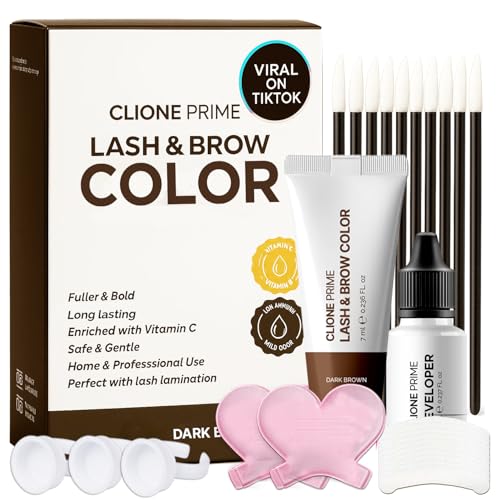 Korean Eye Brow Tint Kit - Eye Lash Tint Kit Brow Color for Eyebrows Lash Tint Dark Brown