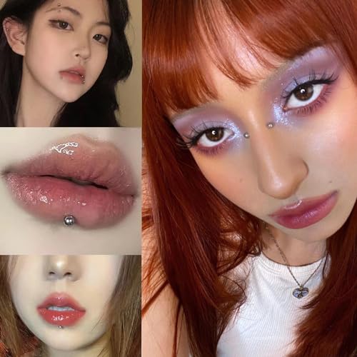 NOOEPC Gold and Silver Face Gems Fake Piercings, Fake Lip Ring Fake Nose Ring Fake Eyebrow Piercing Fake Lip Piercing Self-Adhesive Face Sticker Fake Piercing Balls