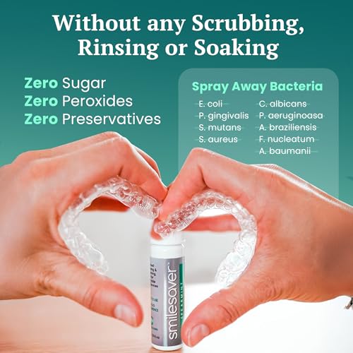 Smilesaver Retainer Cleaner - A Clean Label, Healthy Choice, 30 Sec Spray Cleaner for Retainers, Invisalign, & Dentures. Minty Taste. Portable, Convenient, No Rinsing. Protects Oral Health. (2oz)