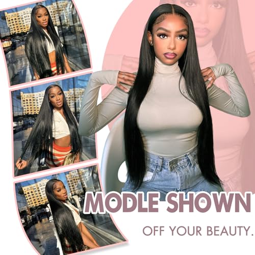 Straight Wigs Human Hair 13x6 Lace Front Wigs Human Hair Pre Plucked 200 Density HD Transparent Lace Frontal Wigs for Women Glueless Wigs Human Hair Natural Color 22 Inch