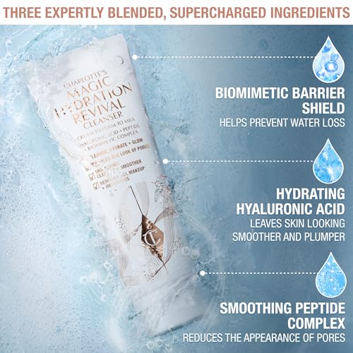 Charlotte Tilbury Magic Hydration Revival Facial Cleanser - Gentle, Foaming Face Wash to Hydrate, Revive & Prime Skin - Helps Reduce the Appearance of Pores While Removing Makeup & Impurities