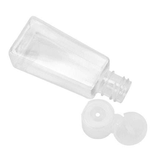 GINLANK 120 PCS 1oz/30ml Clear Empty Travel Bottles, Small Trapezoidal Flip Cap Squeeze Bottles, Portable Plastic Sample Bottle for Shampoo Lotions Shower Gel Makeup