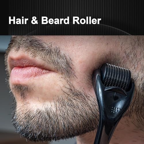 Microneedling Roller Beard Roller 540 Stainless Steel Micro Needling Roller for Hair Home Use (Black)