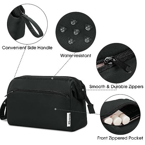 Narwey Makeup Bag Women Wide-open Make up Bag Travel Cosmetic Bag Organizer Toiletry Bag for Cosmetics Toiletries Accessories (Black)