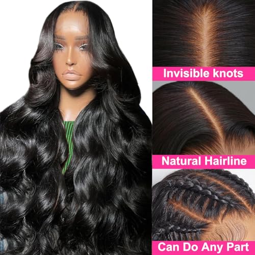 ITODAY 32 Inch Body Wave Lace Front Wigs Human Hair Pre Plucked 13x4 HD Lace Front Wigs Human Hair 200% Density Glueless Frontal Wigs Human Hair for Women