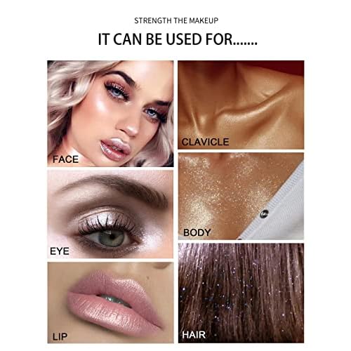 Glitter Powder Highlighter Makeup, Body Brightens the Natural Three-dimensional Face Blusher Patting Powder Highlighter. (01# White moonbeam)