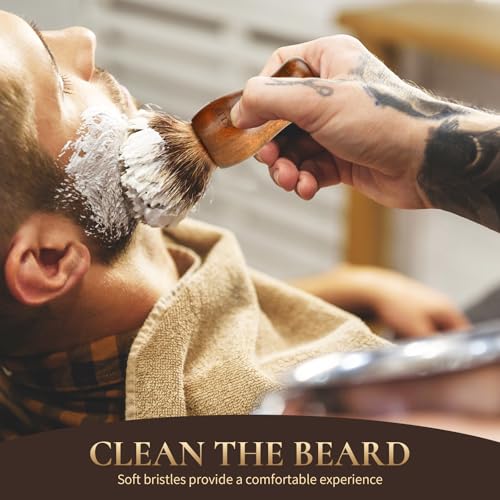 Large Neck Hair Duster Brush, Soft Barber Face Cleaning Hairbrush Nylon Hair Wooden Handle Cutting Kits