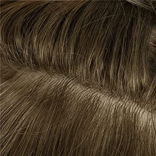 Amiable toupee for men 0.02-0.04mm Ultra Thin Skin All V-looped Mens Hairpieces European Virgin Human Hair System for Men Soft Skin V-looped mens toupee mens hair piece Color#7 Light blonde