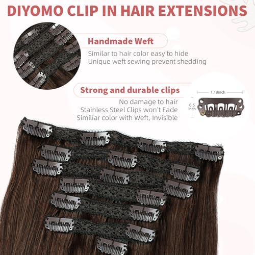 human hair clip in extensions,Soft&Natural 120g 7pcs hair extensions real human hair clip insHair (14 Inch, #4 chocolate brown)
