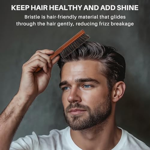 Beard Brush for Men, Ravego 100% Boar Bristle brush for Berad & Short Hair Detangle Add Natural Shine & Texture Exfoliates Skin and Scalp