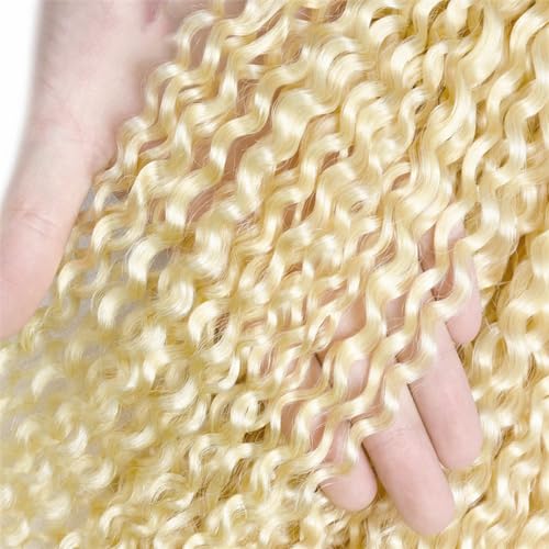 26 28 30 inch Blonde Curly Bundles Human Hair 613 Bundles Blonde Kinky Curly Bundles Brazilian Virgin Remy Hair Extensions Double Weft