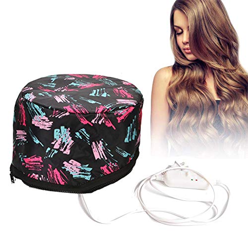 Alotlucky Hair Thermal Steamer Treatment SPA Cap Nourishing Care Hat with Adjustable Temperature Control,Moisturize and Nourish, Hair Care for Home Use(Black)