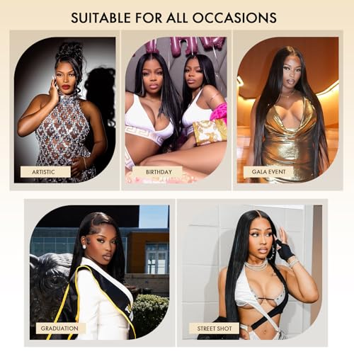 16A Straight Human Hair Bundles with Closure, 100% Unprocessed Brazilian Virgin Hair, 3 Bundles with 4x4 HD Lace Closure Free Part, Pre-Plucked with Baby Hair, Natural Black (22 24 26 + 20 Inch)