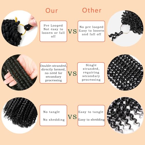 8 Packs Passion Twist Hair Pre Twisted 14 Inch Passion Twist Crochet Hair Pre Looped Crochet Braids for Black Women Synthetic Natural Black Curly Braiding Hair Extensions