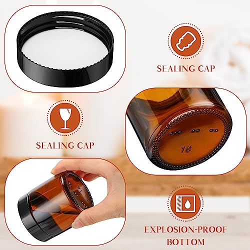 Norme 24 Pcs 4 oz Glass Jars with Lids Leakproof Round Airtight Empty Cosmetic Jars with Inner Liners Lid for Storing Lotions Powder Ointments Candle Making Tins (Black,Amber)