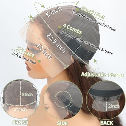 30 Inch Chocolate Brown Lace Front Wig Human Hair 200 Density 13x6 Hd Body Wave Lace Front Wigs Human Hair Pre Plucked Colored Frontal Wigs Human Hair Brown Wig Human Hair Wigs for Women