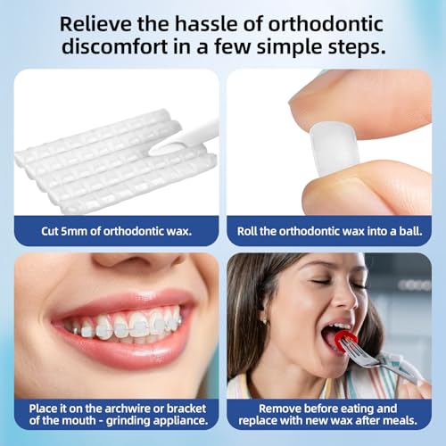 RAZOKO Orthodontic Wax for Braces Aligners Dental Wax Food Grade Orthodontic Wax Strips Precut Wax Dots