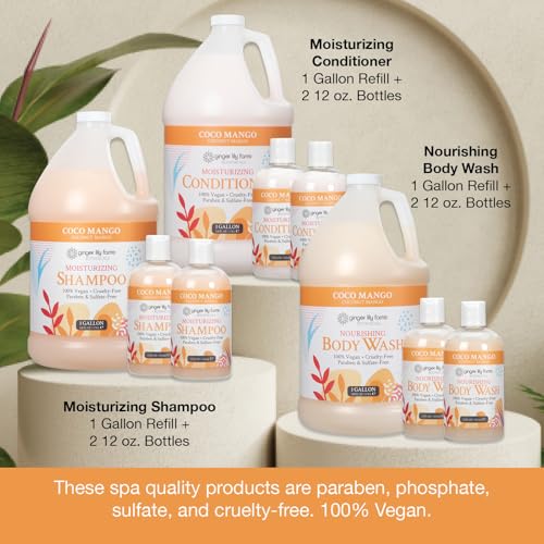 Ginger Lily Farms Botanicals Hospitality Kit, Coco Mango, 9-Pc Set Includes Shampoo, Conditioner & Body Wash, 100% Vegan & Cruelty-Free, Coconut Mango Scent