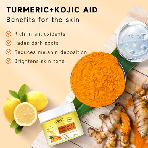 Turmeric Kojic Acid Cleansing Pads, Turmeric Face Scrub Pads Enriched with Kojic Acid, 80PCS