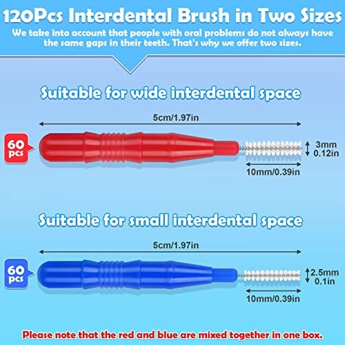 120Pcs Interdental Brushes 2 Sizes, 360¡Æ Bendable Soft Bristles Braces Brush Dental Brushes Between Teeth Gum Interdental Brushes for Gum Braces Oral Teeth Cleaning Tool
