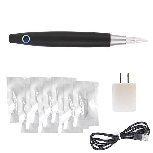 ALIWOD Permanent Eyebrow Makeup Pen Tattoo Rotary Machine 10PCS Needles For Eyebrows,Eyeliners, Lips (Black,AP686B)
